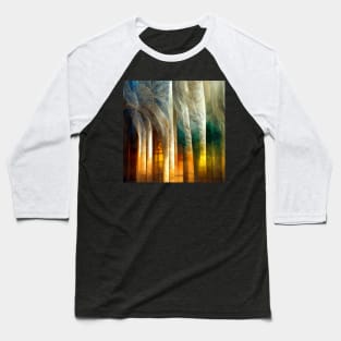 Abstract Birch Trees Stained Glass Baseball T-Shirt